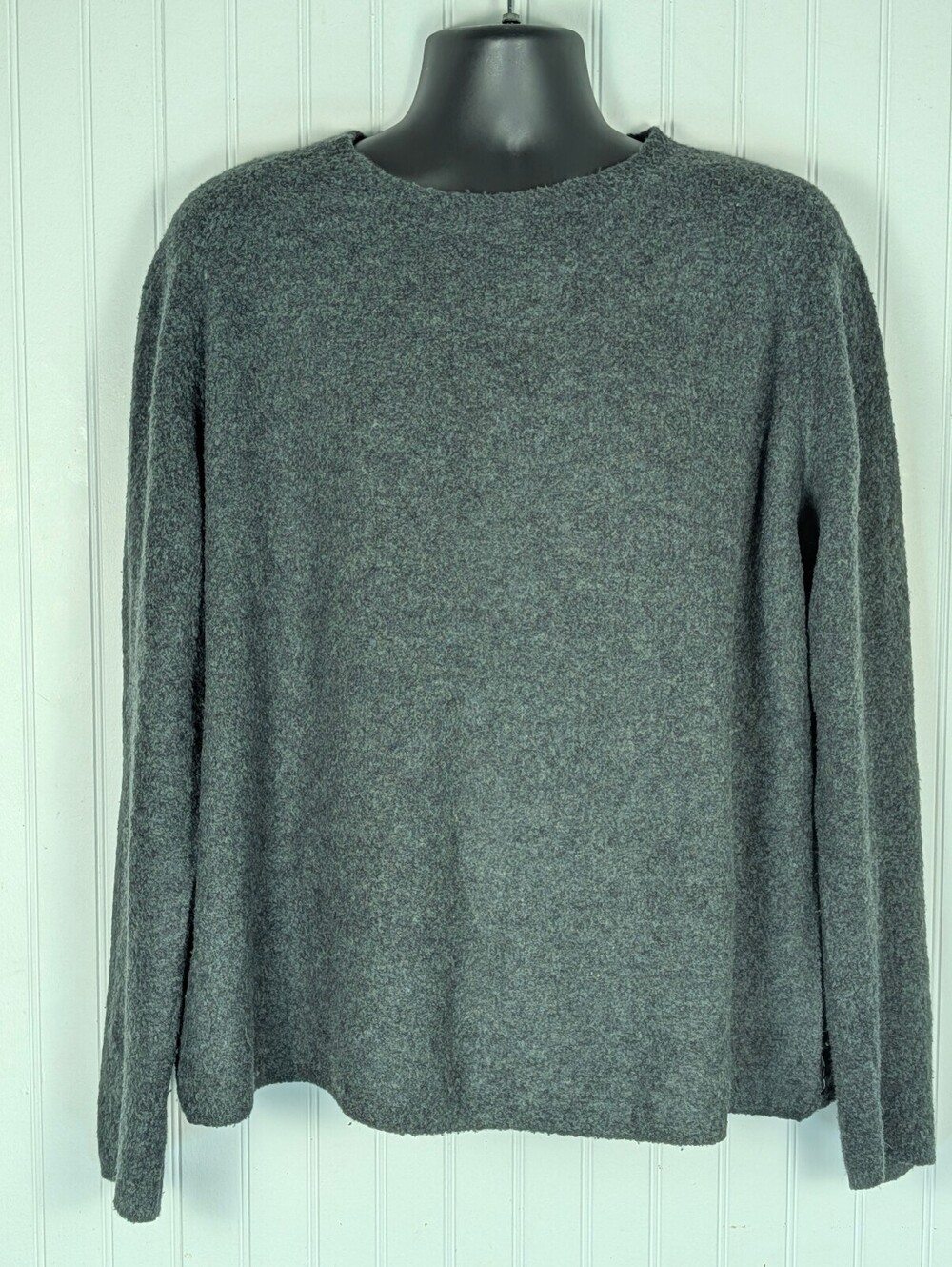 Armani Exchange Charcoal Gray Fuzzy Knit Relaxed Crewneck Sweater Mens L